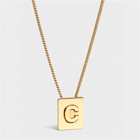 celine buchstabenkette c|Alphabet C Necklace in Brass with Gold finish .